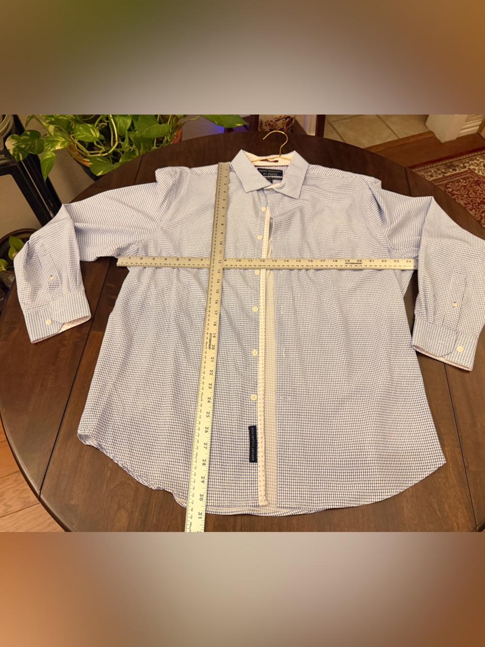 Nautica Men's Light Blue Micro-Check Dress Shirt